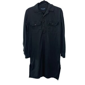 Ralph‎ Lauren Long Sleeve Collared Shirt Dress Pima Cotton Fade Black Wash Sz S
